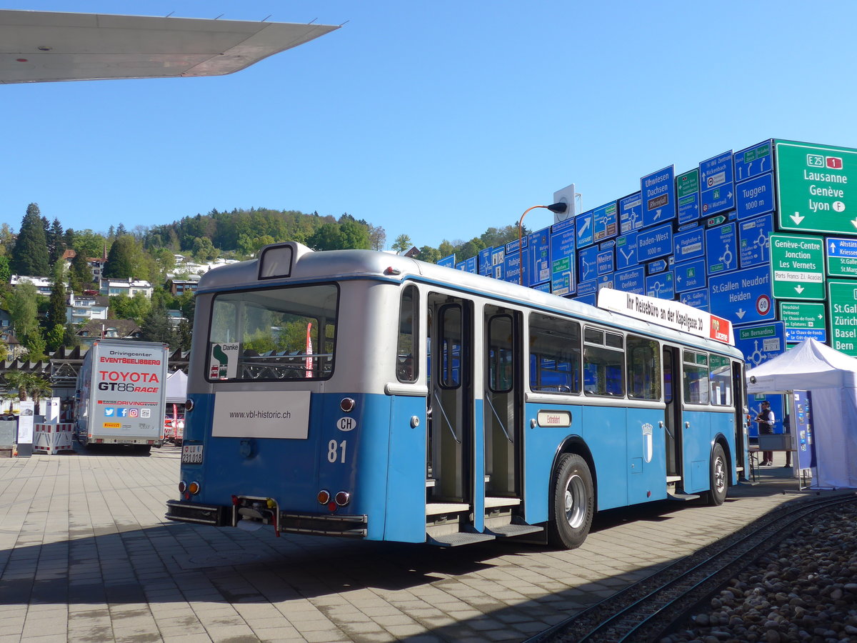 (179'779) - VBL Luzern (vbl-historic) - Nr. 81/LU 231'018 - FBW/Hess am 29. April 2017 in Luzern, Verkehrshaus