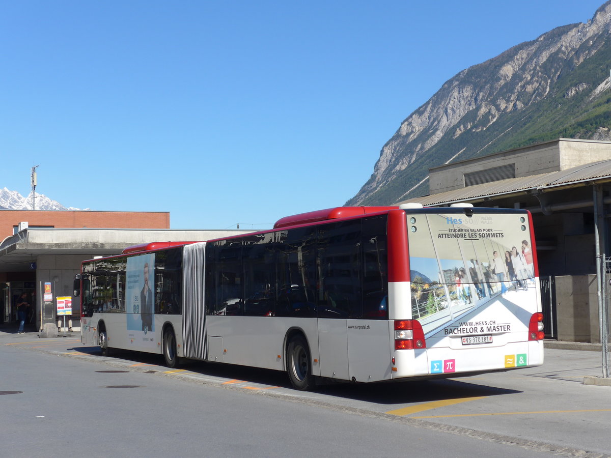 (179'896) - PostAuto Wallis - Nr. 60/VS 370'181 - MAN (ex Lathion, Sion Nr. 60) am 29. April 2017 beim Bahnhof Sierre