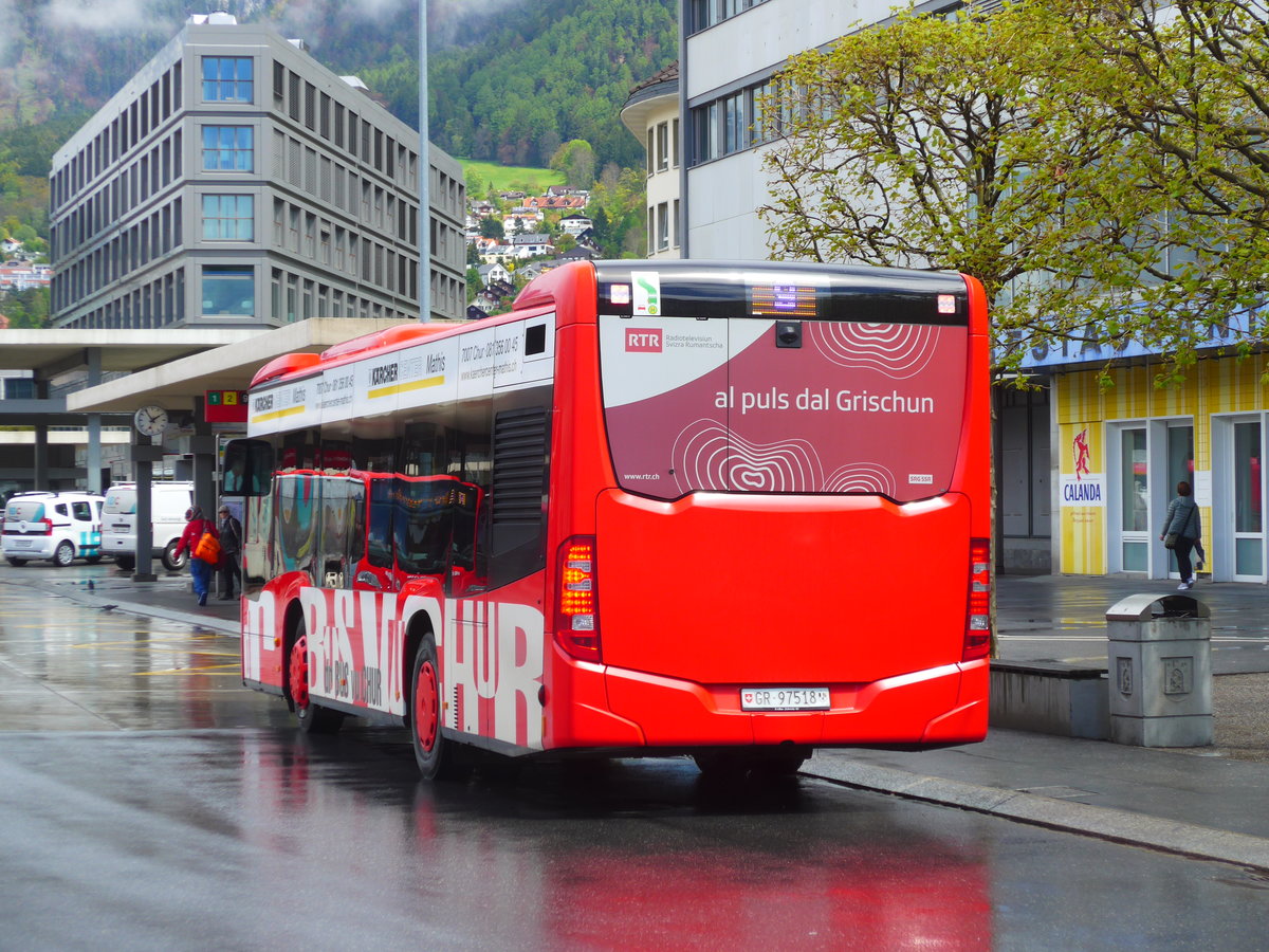 (179'992) - SBC Chur - Nr. 18/GR 97'518 - Mercedes am 4. Mai 2017 beim Bahnhof Chur