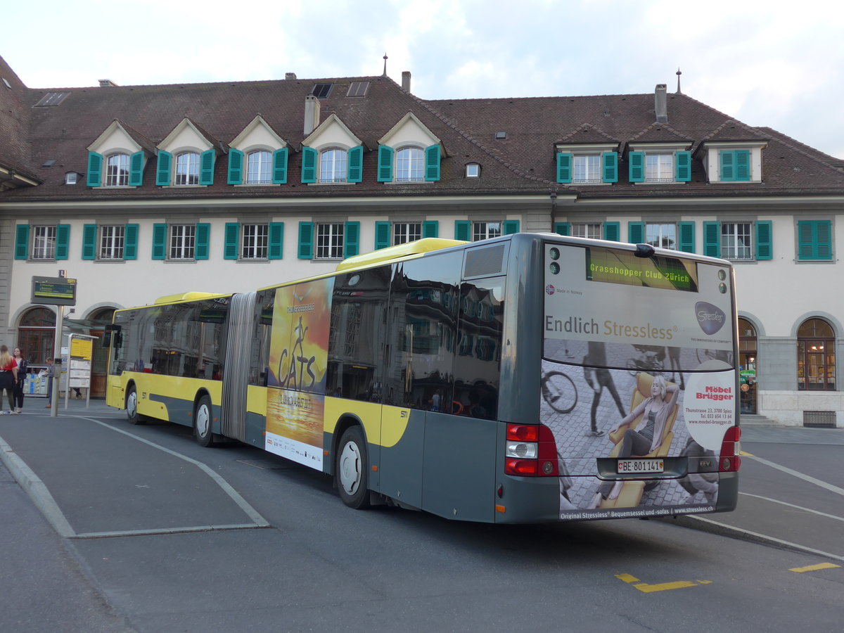 (180'154) - STI Thun - Nr. 141/BE 801'141 - MAN am 17. Mai 2017 beim Bahnhof Thun