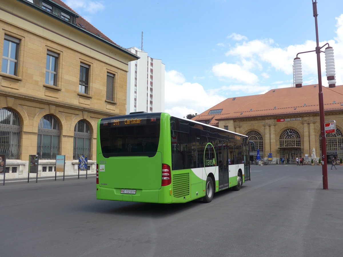 (181'093) - transN, La Chaux-de-Fonds - Nr. 301/NE 112'301 - Mercedes (ex TRN La Chaux-de-Fonds Nr. 301) am 12. Juni 2017 beim Bahnhof La Chaux-de-Fonds