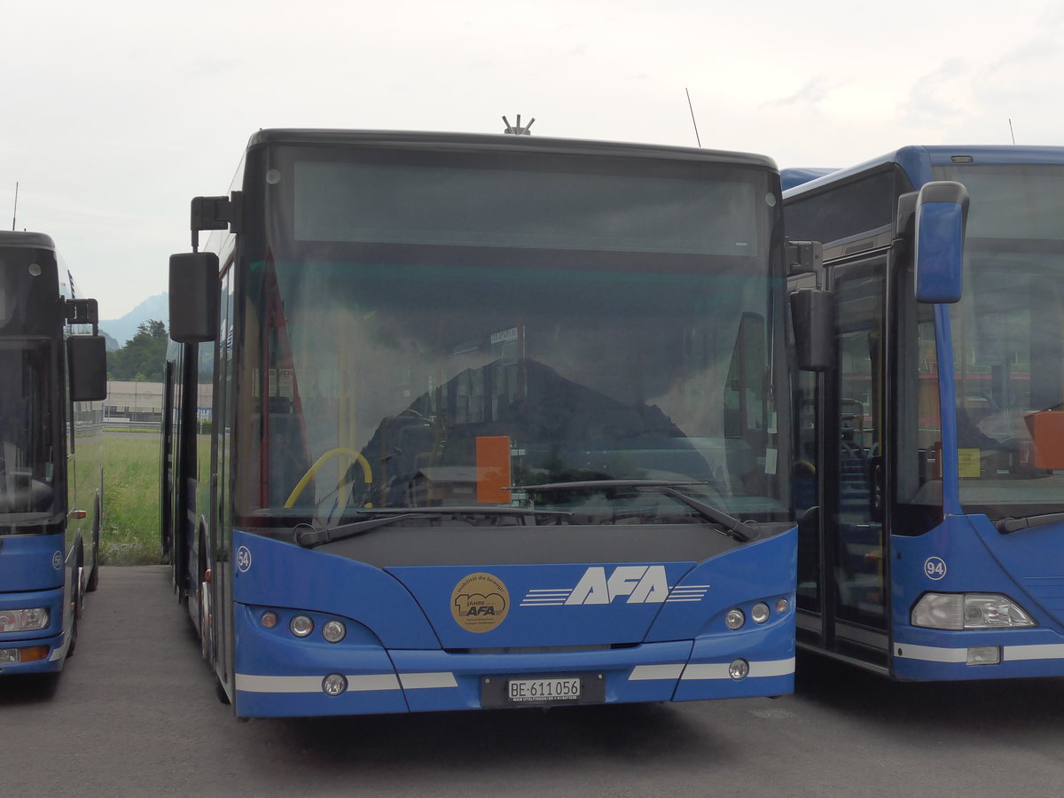 (181'101) - AFA Adelboden - Nr. 54/BE 611'056 - Neoplan (ex VBZ Zrich Nr. 243) am 14. Juni 2017 in Frutigen, Garage