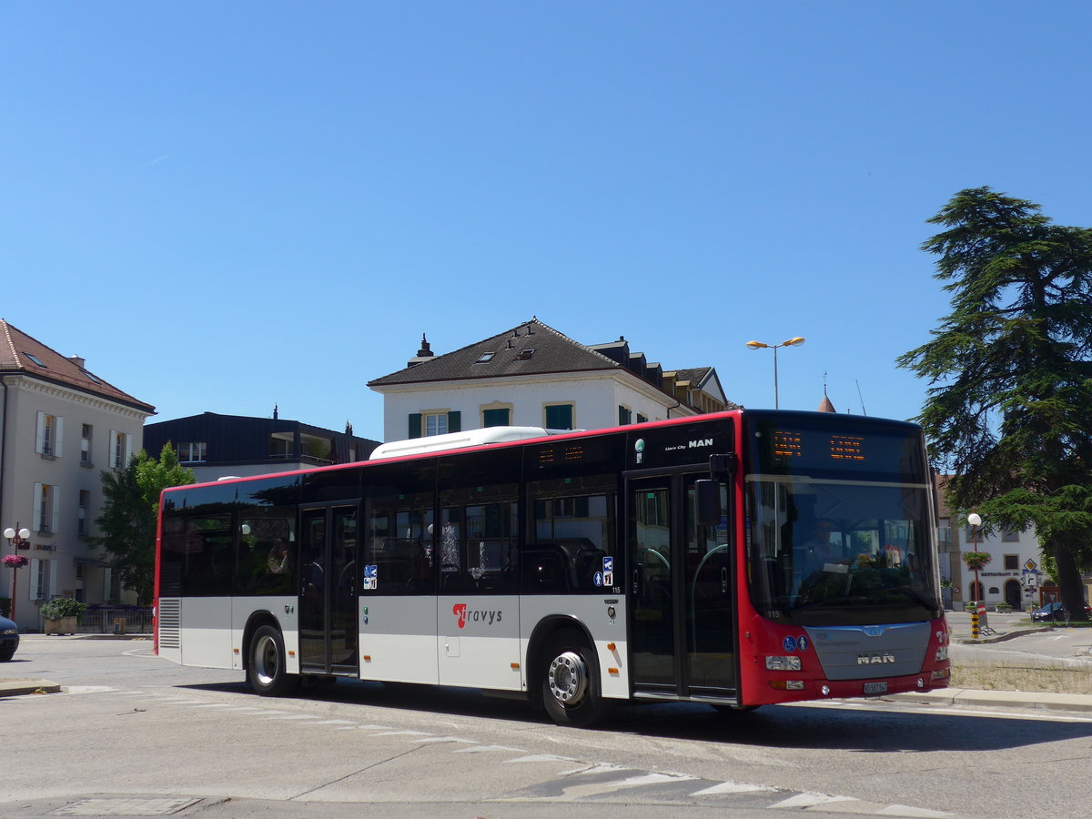 (181'200) - TRAVYS Yverdon - Nr. 115/VD 587'547 - MAN am 18. Juni 2017 beim Bahnhof Yverdon