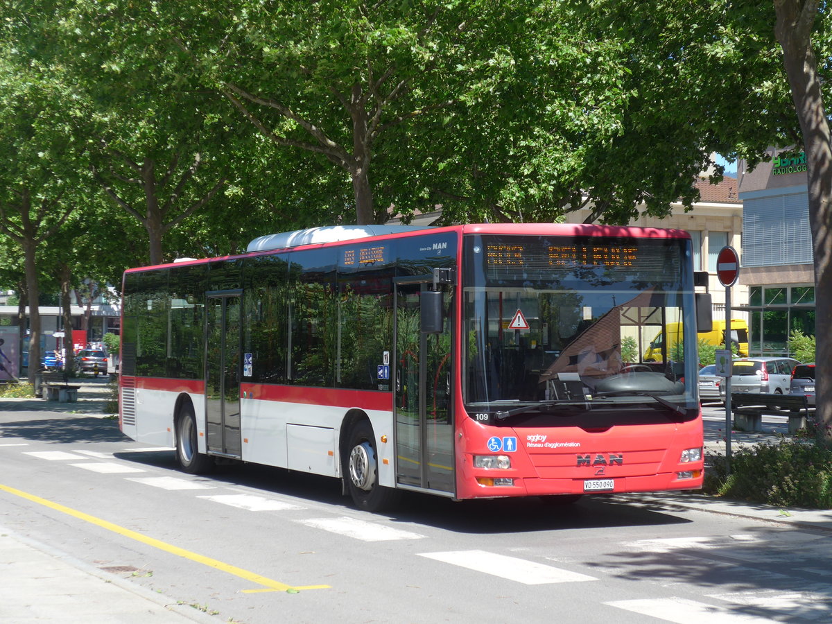 (181'205) - TRAVYS Yverdon - Nr. 109/VD 550'090 - MAN am 18. Juni 2017 beim Bahnhof Yverdon