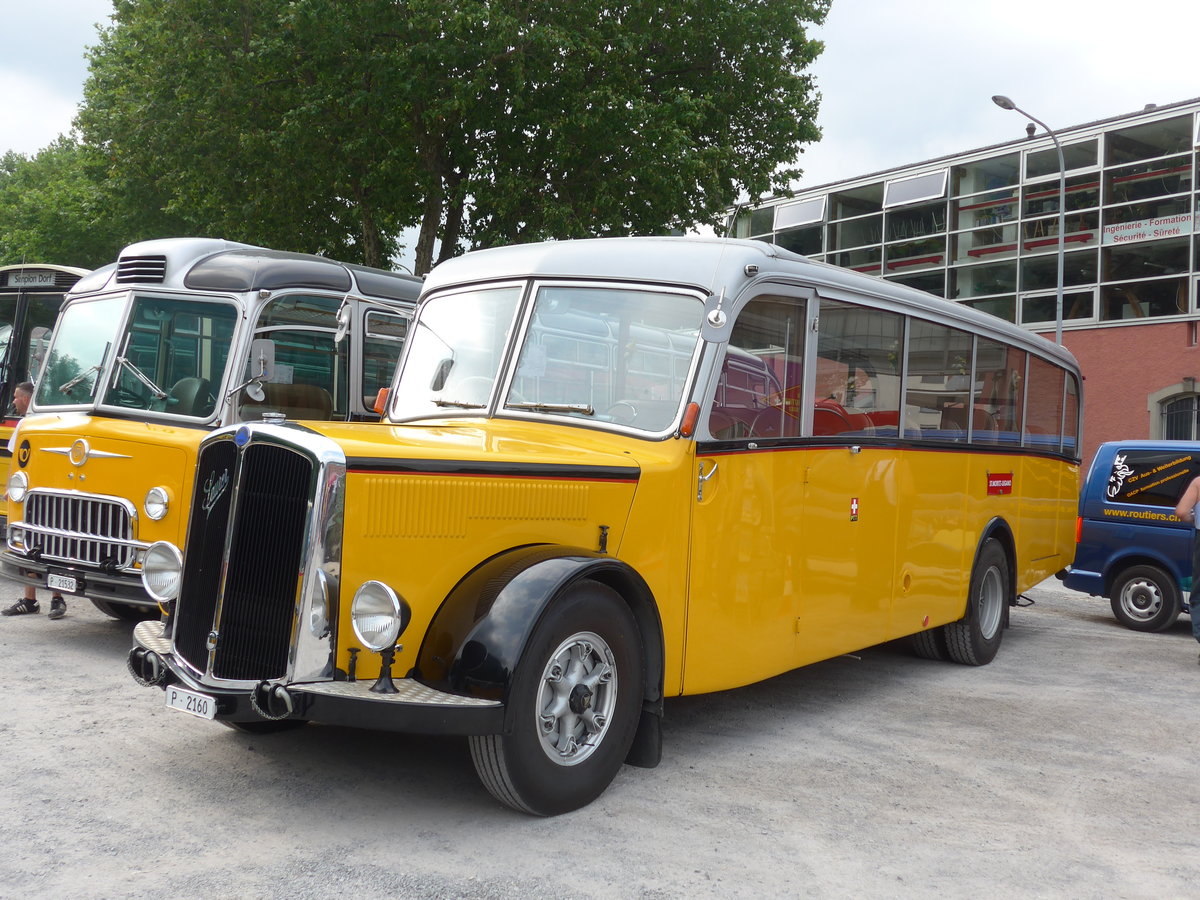 (181'255) - Riviera Carburant Lavage, St-Lgier -  P 2160  - Saurer/Saurer (ex Oldtimer Club Saurer, Arbon; ex AVG Grindelwald; ex P 23'106) am 24. Juni 2017 in Aigle, Saurertreffen