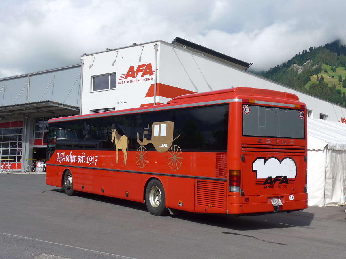 (181'631) - AFA Adelboden - Nr. 20/BE 3044 U - Setra (ex Nr. 6) am 1. Juli 2017 in Frutigen, Garage