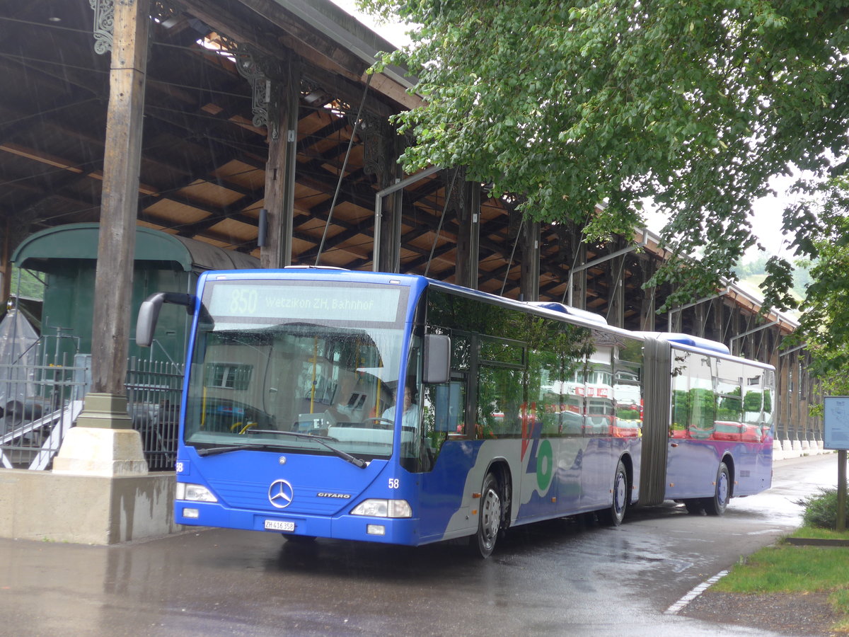 (181'973) - VZO Grningen - Nr. 58/ZH 416'358 - Mercedes am 10. Juli 2017 beim Bahnhof Bauma