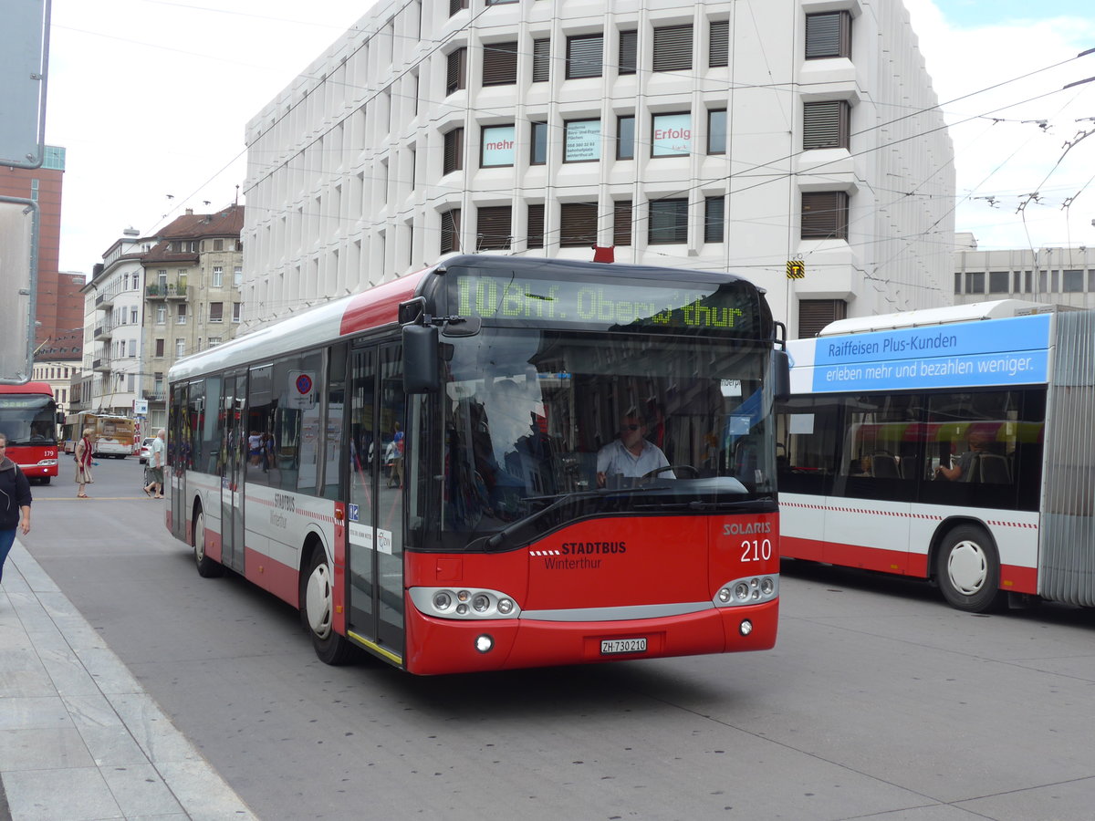 (182'017) - SW Winterthur - Nr. 210/ZH 730'210 - Solaris am 10. Juli 2017 beim Hauptbahnhof Winterthur