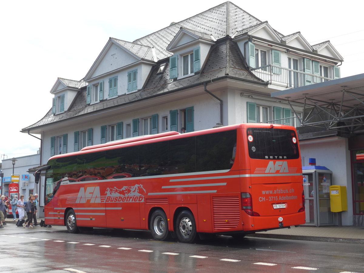 (182'429) - AFA Adelboden - Nr. 23/BE 26'709 - Setra (ex Blaguss, A-Wien Nr. 5402) am 31. Juli 2017 beim Bahnhof Frutigen