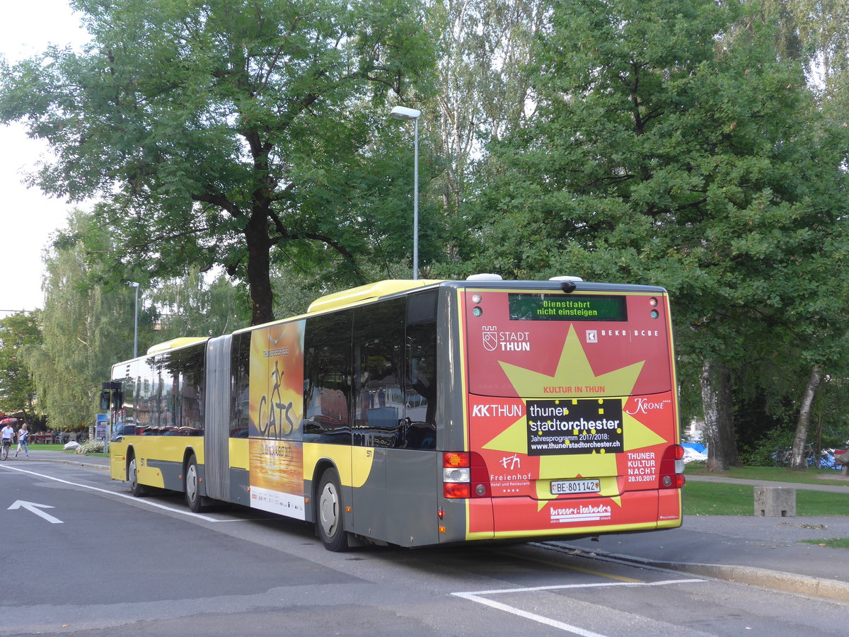 (182'684) - STI Thun - Nr. 142/BE 801'142 - MAN am 3. August 2017 in Thun, Lachen