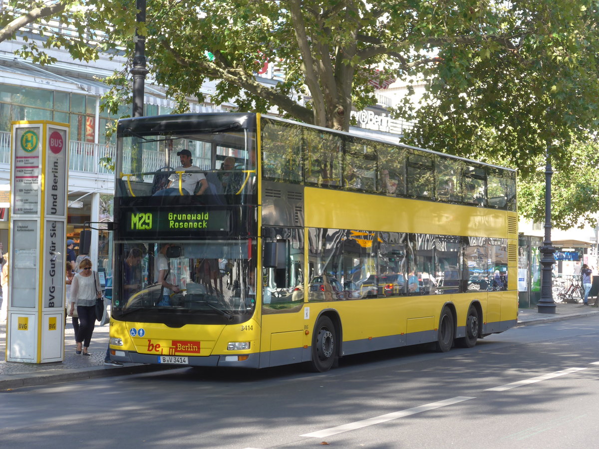 (183'239) - BVG Berlin - Nr. 3414/B-V 3414 - MAN am 9. August 2017 in Berlin, Kurfrstendamm