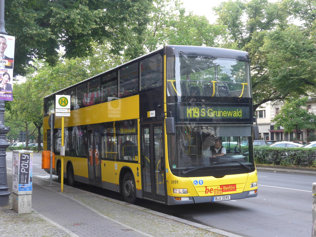 (183'253) - BVG Berlin - Nr. 3191/B-V 3191 - MAN am 10. August 2017 in Berlin, Mehringdamm