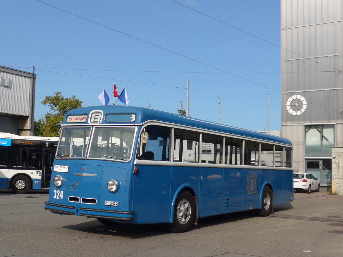 (183'653) - VBZ Zrich (TMZ) - Nr. 324/ZH 66'324 - FBW/Tscher (ex Privat; ex VBZ Zrich Nr. 324) am 20. August 2017 in Zrich, Garage Hardau