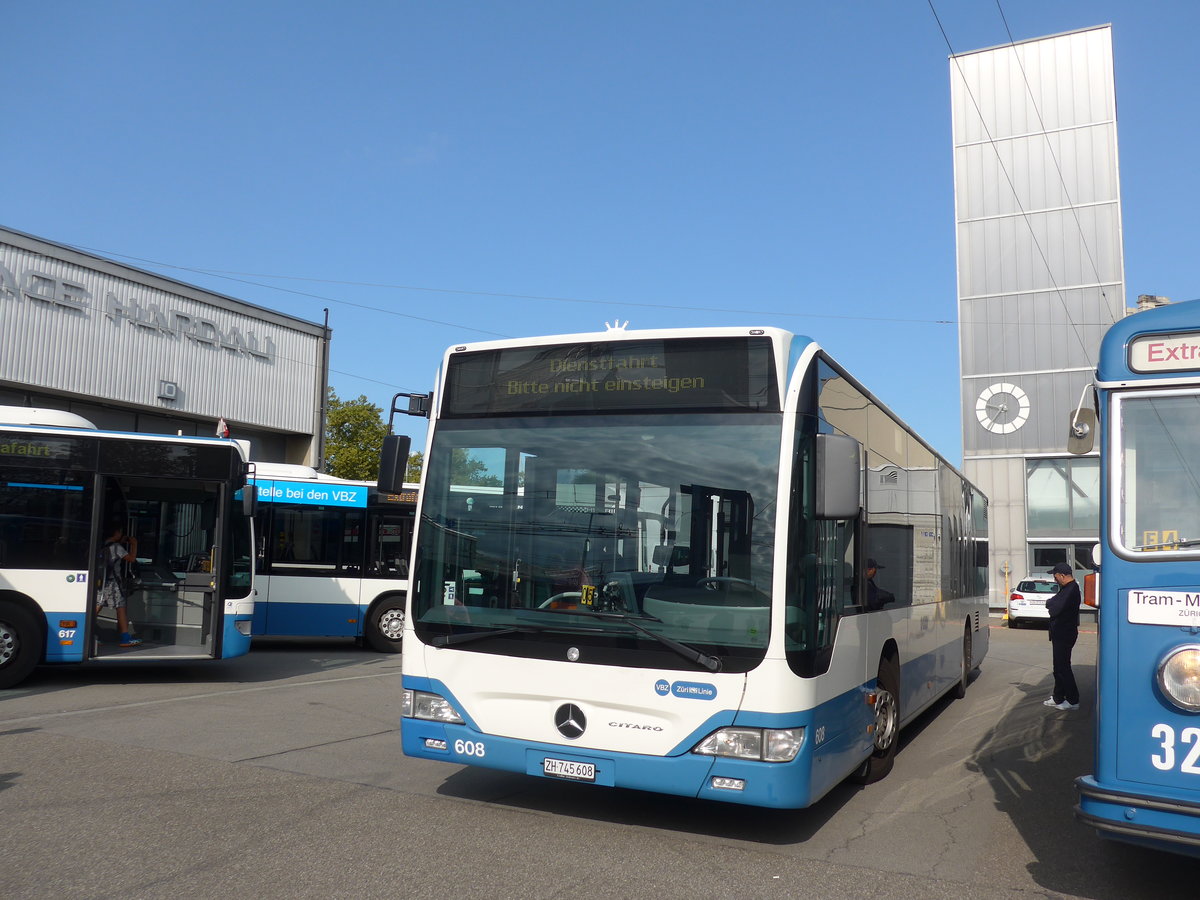 (183'671) - VBZ Zrich - Nr. 608/ZH 745'608 - Mercedes am 20. August 2017 in Zrich, Garage Hardau