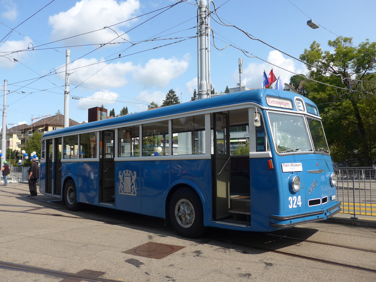 (183'727) - VBZ Zrich (TMZ) - Nr. 324/ZH 66'324 - FBW/Tscher (ex Privat; ex VBZ Zrich Nr. 324) am 20. August 2017 in Zrich, Burgwies