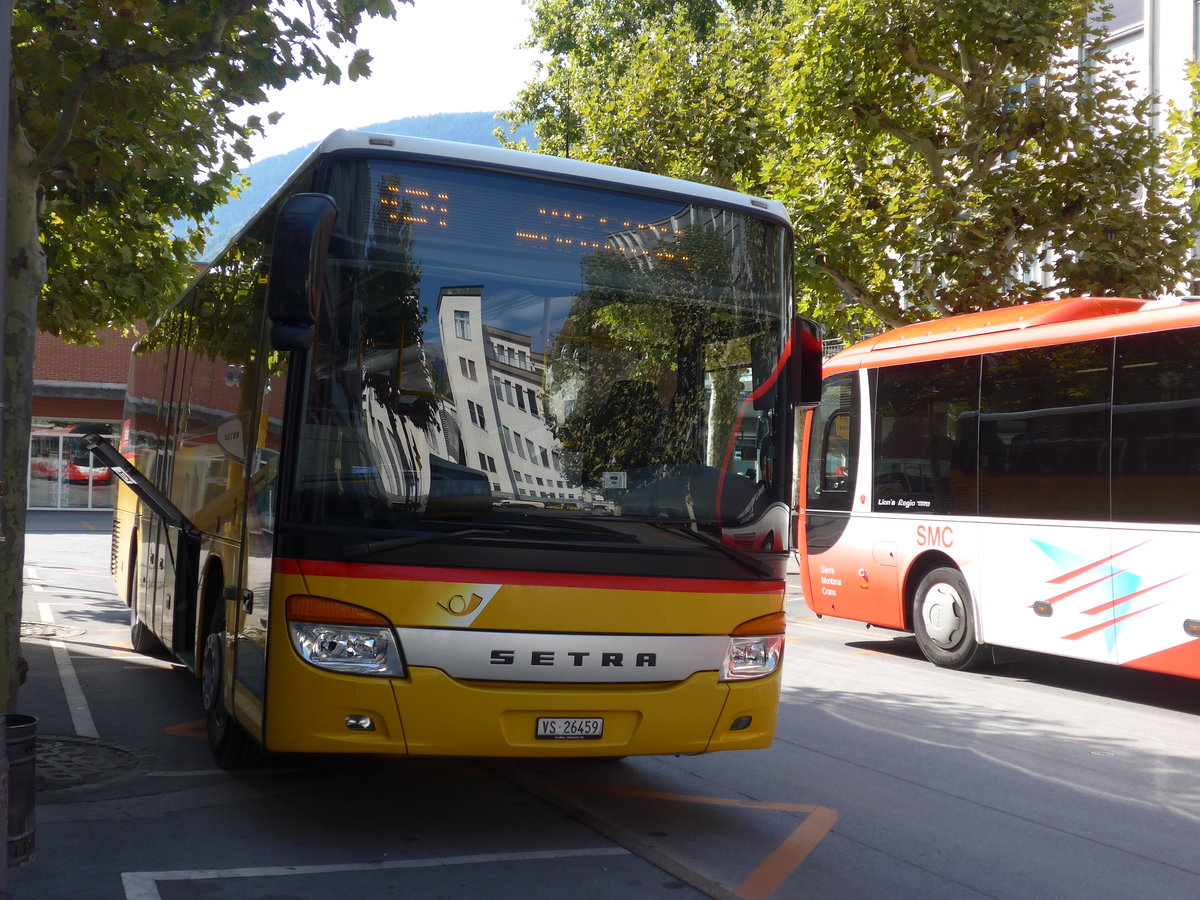 (184'159) - TSAR, Sierre - VS 26'459 - Setra (ex Epiney, Ayer) am 25. August 2017 beim Bahnhof Sierre (prov. Haltestelle)