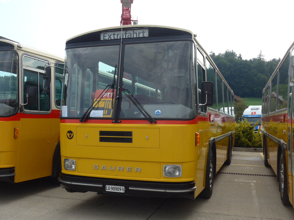 (184'331) - Amstein, Willisau - LU 90'909 U - Saurer/Tscher (ex Allemann, Niederbipp; ex Semadeni, Poschiavo; ex Kasper, Poschiavo; ex PostAuto Graubnden; ex P 24'285) am 26. August 2017 in Oberkirch, CAMPUS Sursee