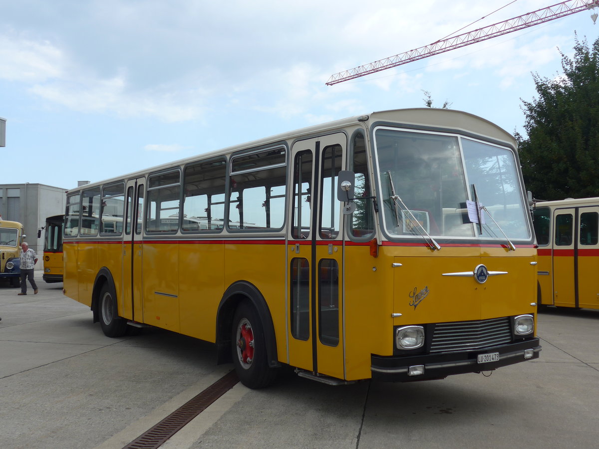 (184'366) - Huwiler, Ebikon - LU 201'473 - Saurer/R&J (ex Privat in der Ostschweiz; ex Lehmann, Dieterswil Nr. 16; ex BOB Interlaken Nr. 3; ex Gertsch, Stechelberg) am 26. August 2017 in Oberkirch, CAMPUS Sursee