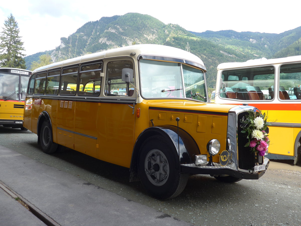 (184'997) - Blchlinger, Endingen - AG 69'937 - Saurer/Tscher (ex Dubach, Walde; ex Spescha, Andiast) am 16. September 2017 in Cazis, Bndner Arena