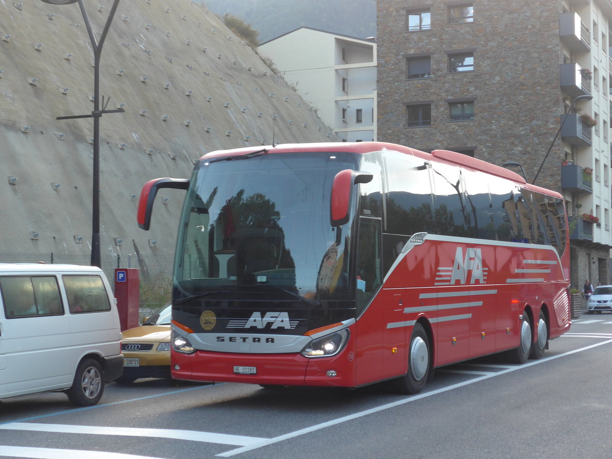 (185'292) - Aus der Schweiz: AFA Adelboden - Nr. 16/BE 21'181 - Setra am 27. September 2017 in La Massana, El Pui