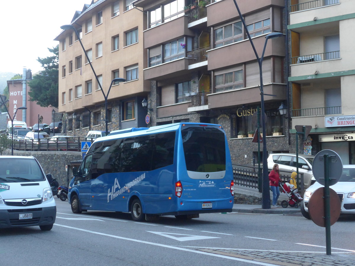 (185'451) - Hispano Andorrana, Andorra la Vella - M2627 - Mercedes am 28. September 2017 in La Massana, Les Entrades