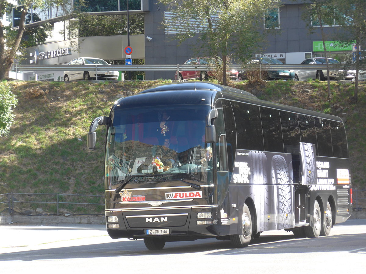 (185'487) - Aus Deutschland: Kaiser, Zwickau - Z-GK 134 - MAN am 28. September 2017 in Andorra la Vella, Carparkplatz