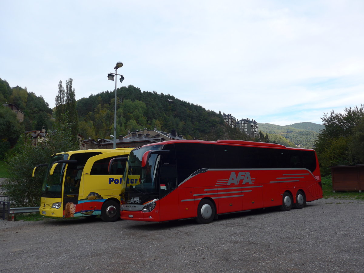 (185'594) - Aus der Schweiz: AFA Adelboden - Nr. 16/BE 21'181 - Setra am 28. September 2017 in La Massana, Carparkplatz