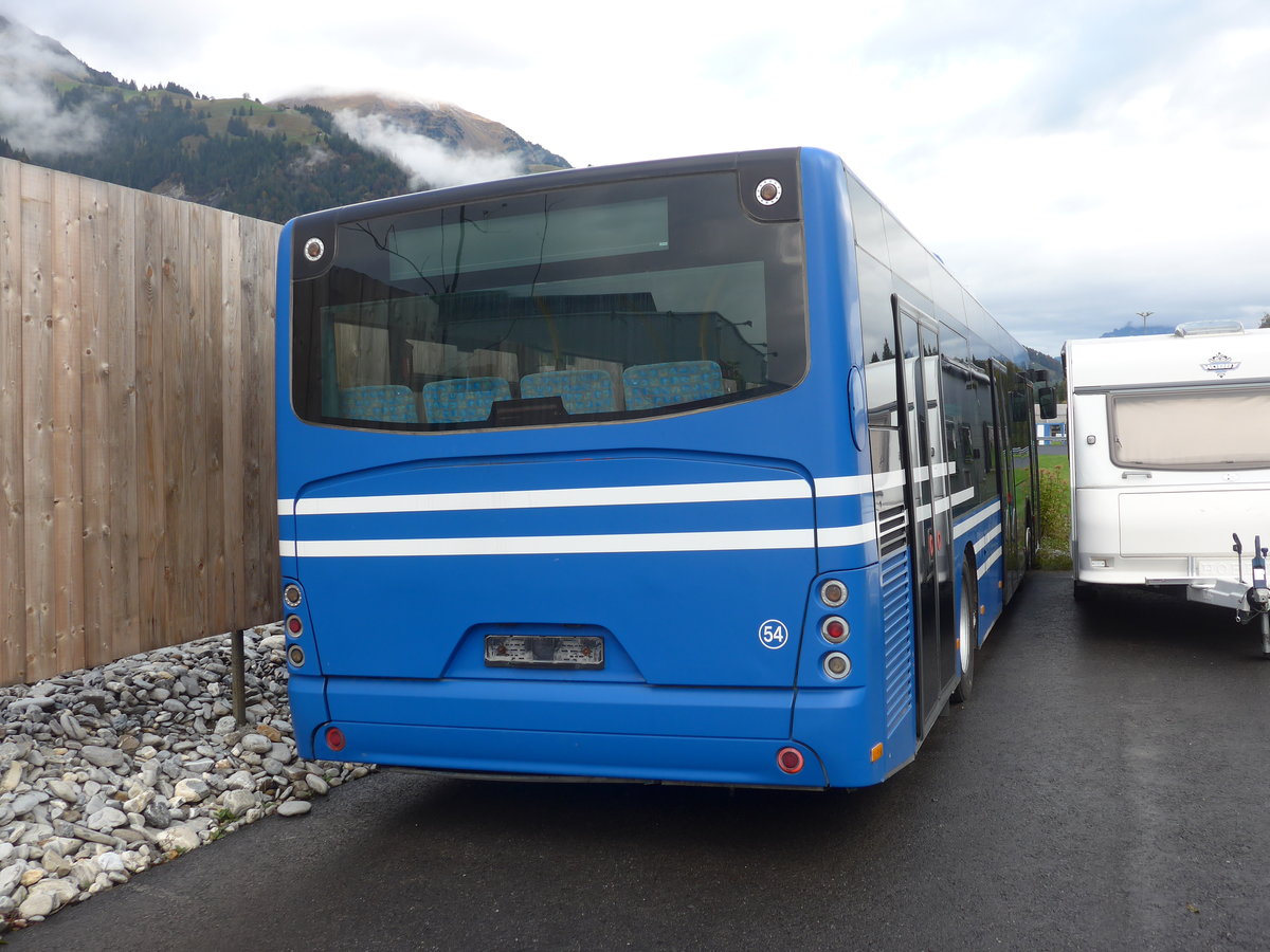 (185'763) - AFA Adelboden - Nr. 54 - Neoplan (ex VBZ Zrich Nr. 243) am 8. Oktober 2017 in Frutigen, Garage