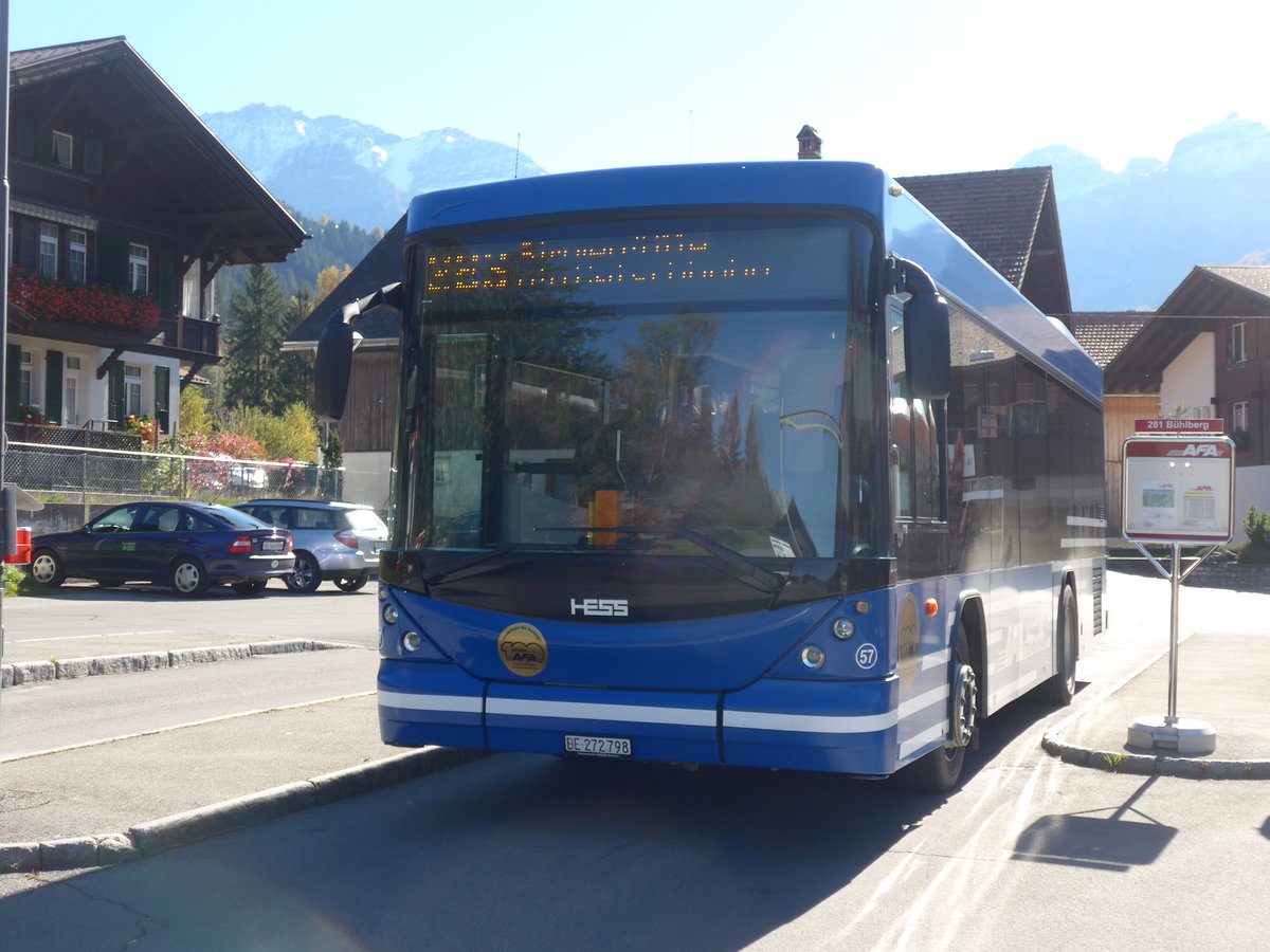 (185'891) - AFA Adelboden - Nr. 57/BE 272'798 - Scania/Hess am 16. Oktober 2017 beim Bahnhof Lenk