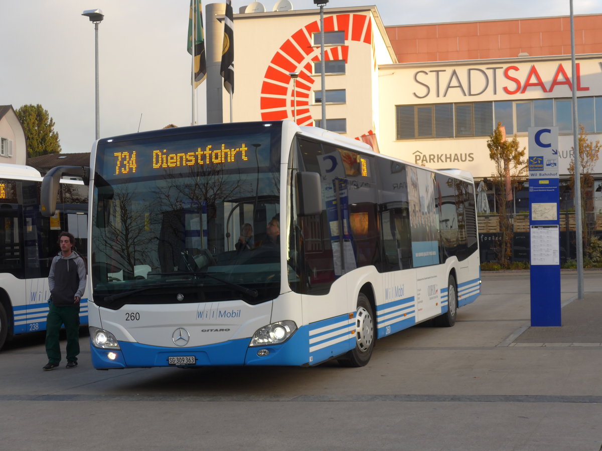 (185'912) - WilMobil, Wil - Nr. 260/SG 309'363 - Mercedes am 19. Oktober 2017 beim Bahnhof Wil