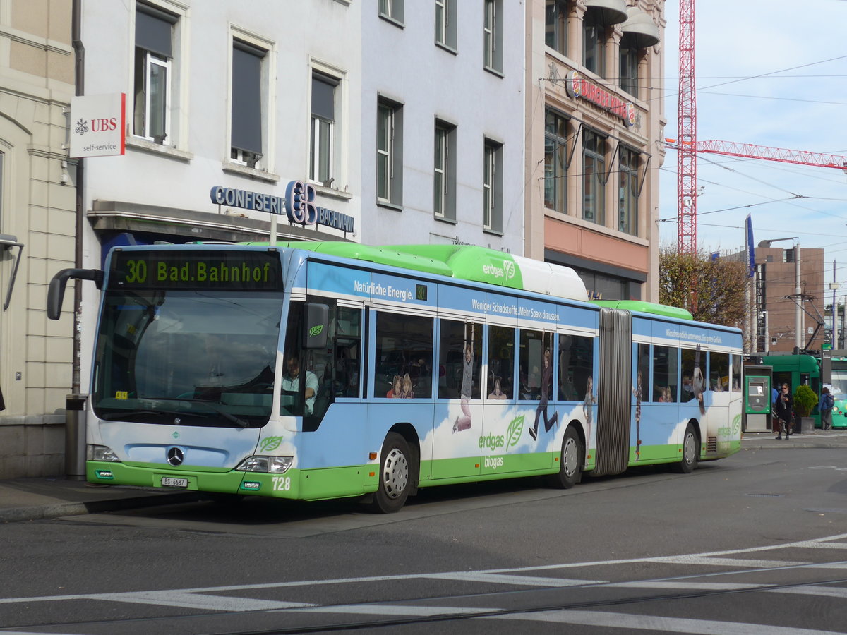 (186'071) - BVB Basel - Nr. 728/BS 6687 - Mercedes am 21. Oktober 2017 beim Bahnhof Basel