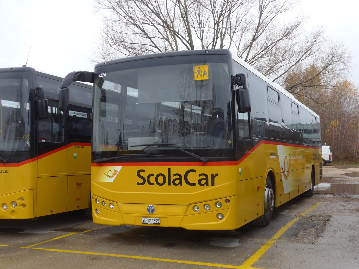 (186'652) - CarPostal Ouest - VD 127'895 - Temsa (ex ARCC Aubonne) am 25. November 2017 in Yverdon, Garage