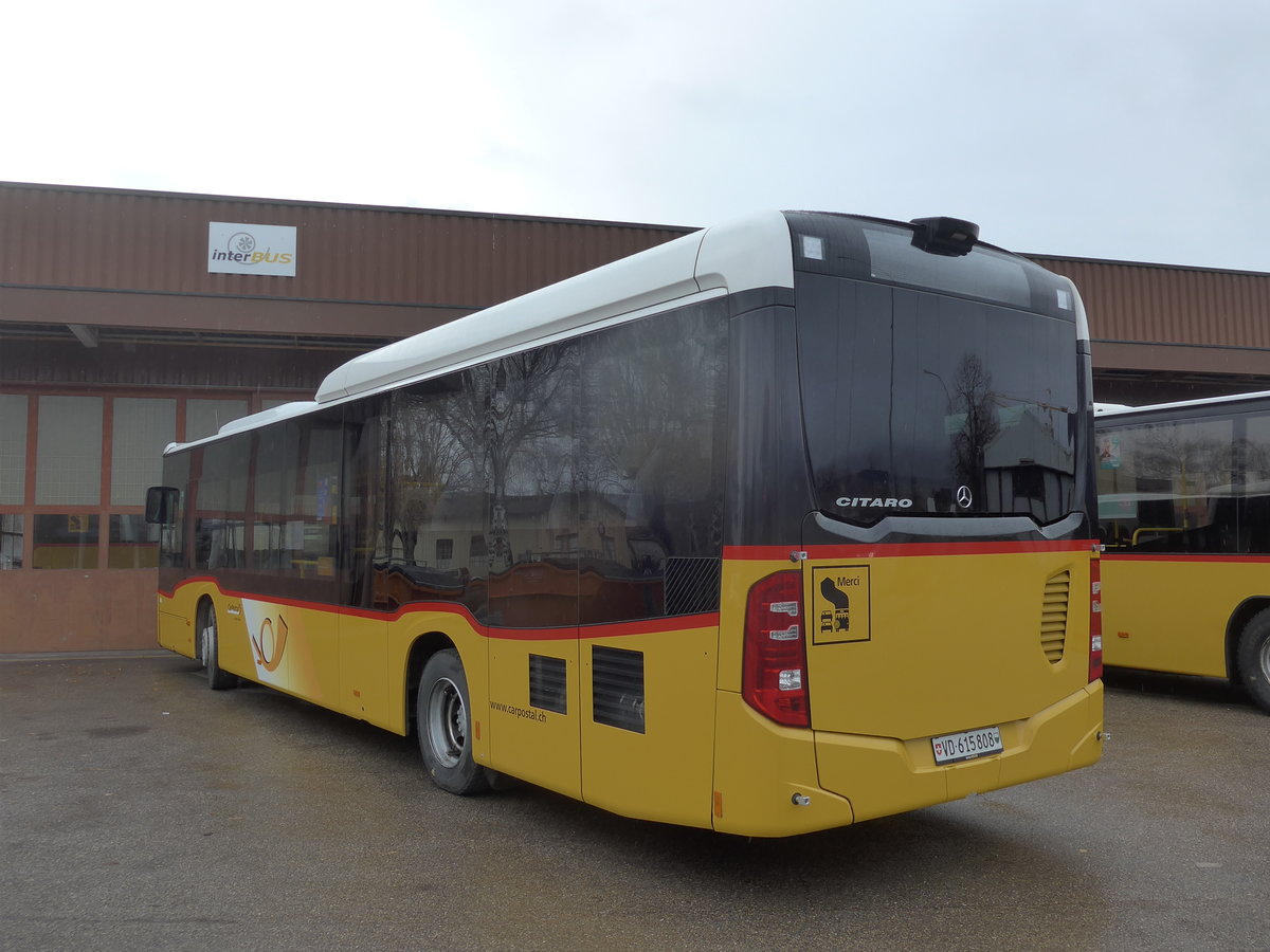 (186'670) - CarPostal Ouest - VD 615'808 - Mercedes am 25. November 2017 in Yverdon, Garage