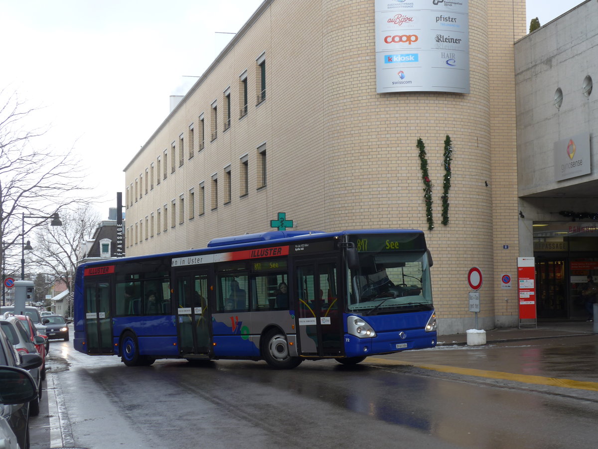 (186'857) - Ryffel, Volketswil - Nr. 72/ZH 661'684 - Irisbus am 9. Dezember 2017 beim Bahnhof Uster