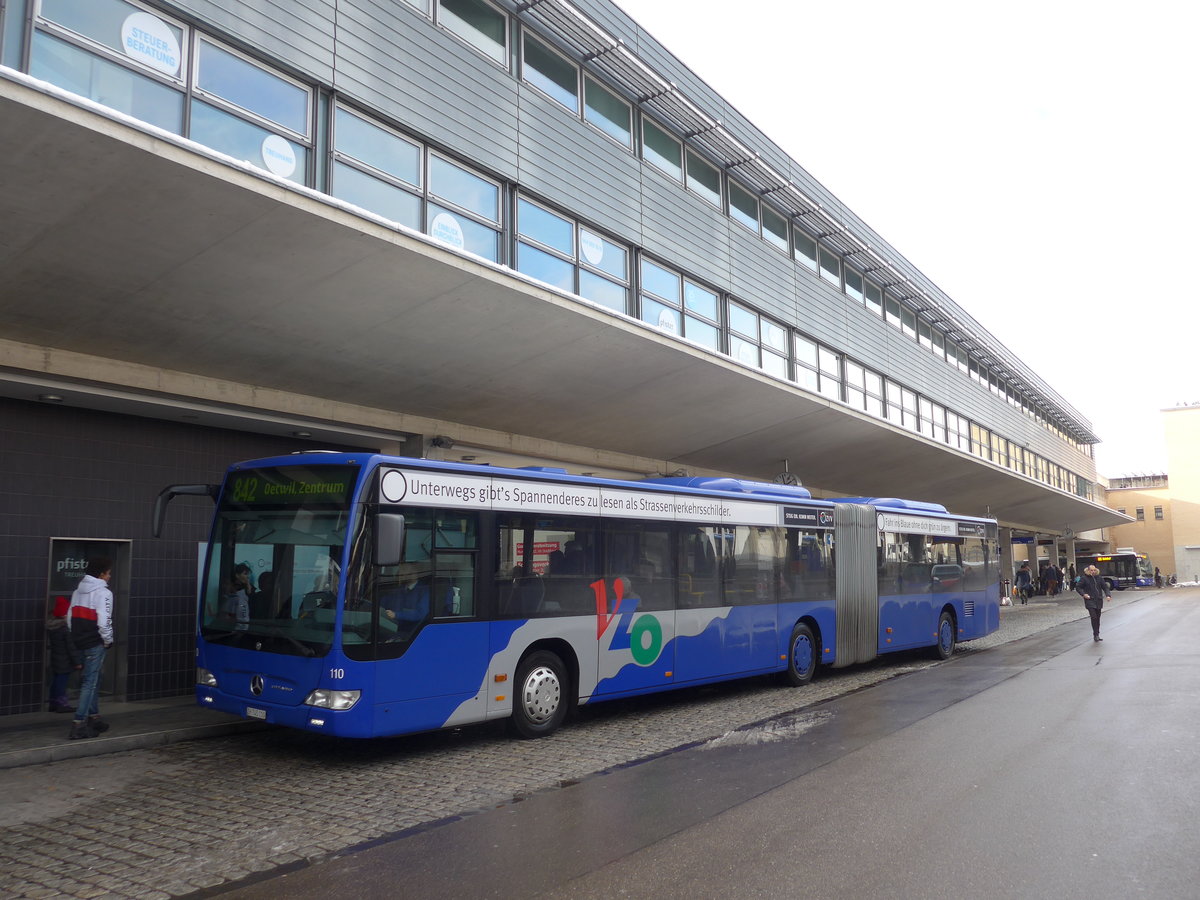 (186'874) - VZO Grningen - Nr. 110/ZH 745'110 - Mercedes am 9. Dezember 2017 beim Bahnhof Uster