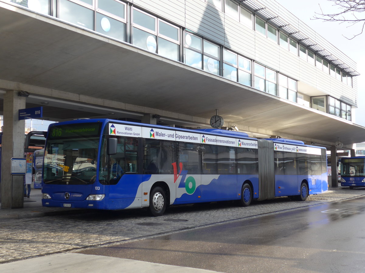 (186'877) - VZO Grningen - Nr. 103/ZH 745'103 - Mercedes am 9. Dezember 2017 beim Bahnhof Uster