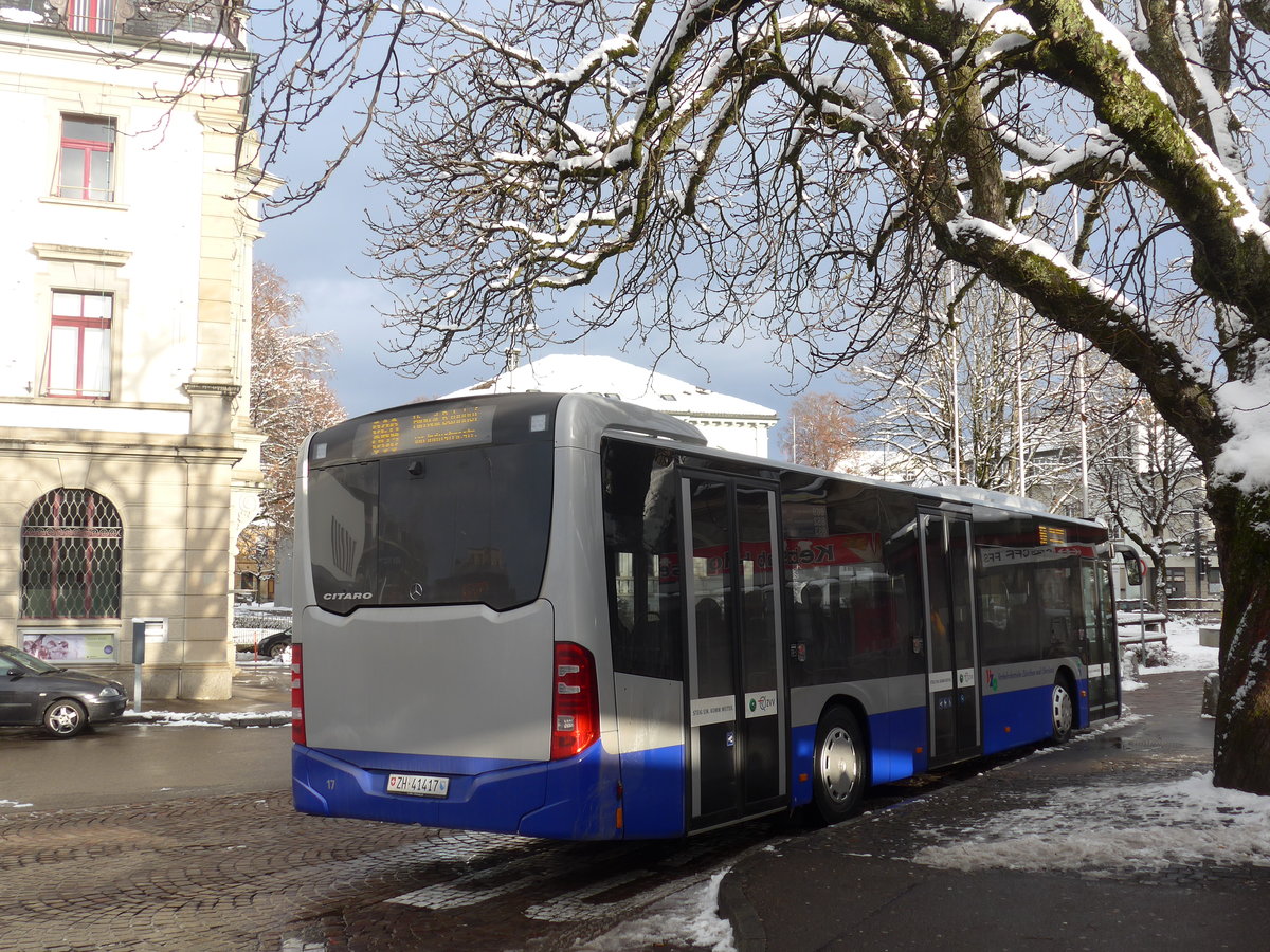 (186'887) - VZO Grningen - Nr. 17/ZH 41'417 - Mercedes am 9. Dezember 2017 beim Bahnhof Wetzikon