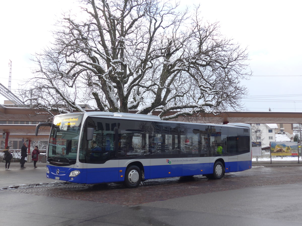 (186'897) - VZO Grningen - Nr. 16/ZH 41'416 - Mercedes am 9. Dezember 2017 beim Bahnhof Wetzikon