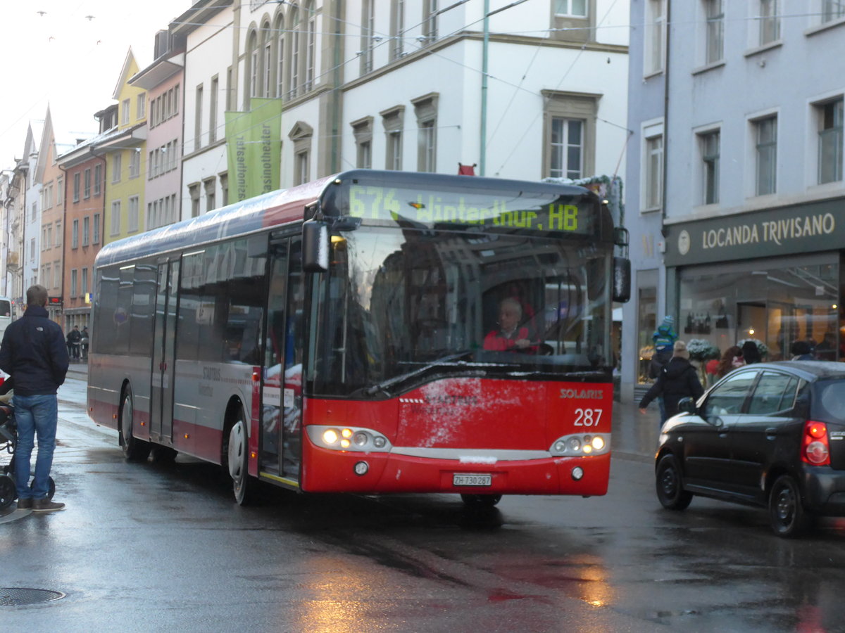 (186'926) - SW Winterthur - Nr. 287/ZH 730'287 - Solaris am 9. Dezember 2017 in Winterthur, Schmidgasse