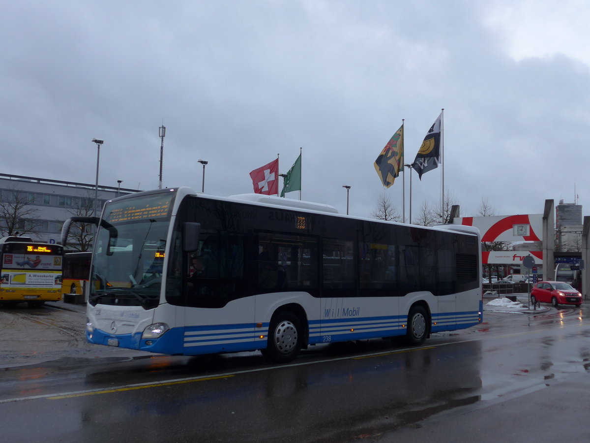 (186'954) - WilMobil, Wil - Nr. 238/SG 439'126 - Mercedes am 14. Dezember 2017 beim Bahnhof Wil