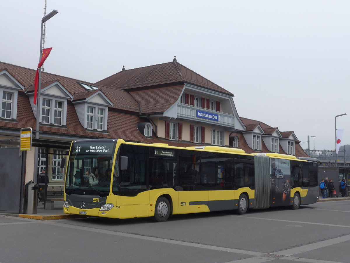 (187'329) - STI Thun - Nr. 183/BE 804'183 - Mercedes am 24. Dezember 2017 beim Bahnhof Interlaken Ost