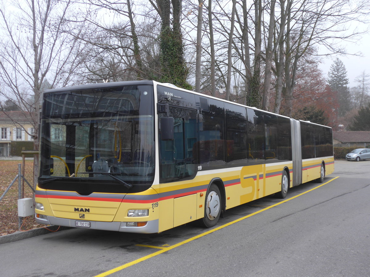 (187'349) - STI Thun - Nr. 119/BE 700'119 - MAN am 25. Dezember 2017 bei der Schifflndte Thun