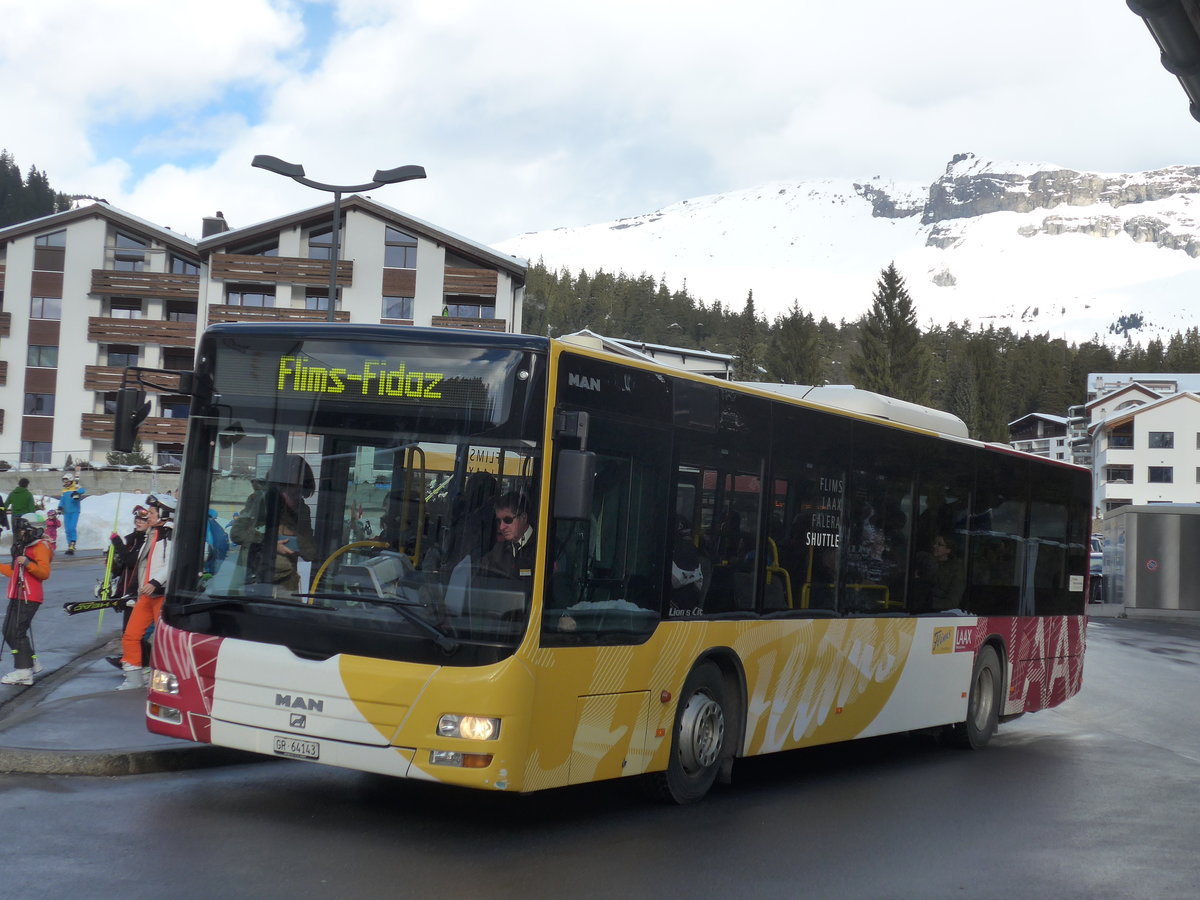 (187'377) - Stuppan, Flims - GR 64'143 - MAN am 26. Dezember 2017 in Laax, Bergbahnen