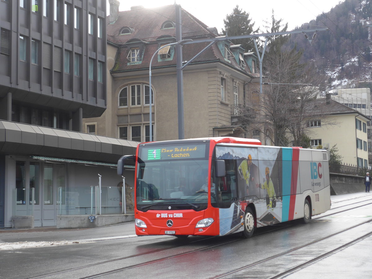 (187'542) - SBC Chur - Nr. 1/GR 97'501 - Mercedes am 1. Januar 2018 beim Bahnhof Chur