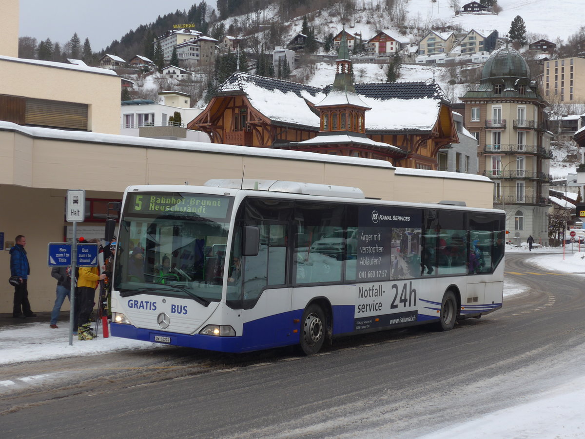 (187'645) - EAB Engelberg - Nr. 2/OW 10'224 - Mercedes (ex Nr. 6; ex TPL Lugano Nr. 11) am 2. Januar 2018 beim Bahnhof Engelberg