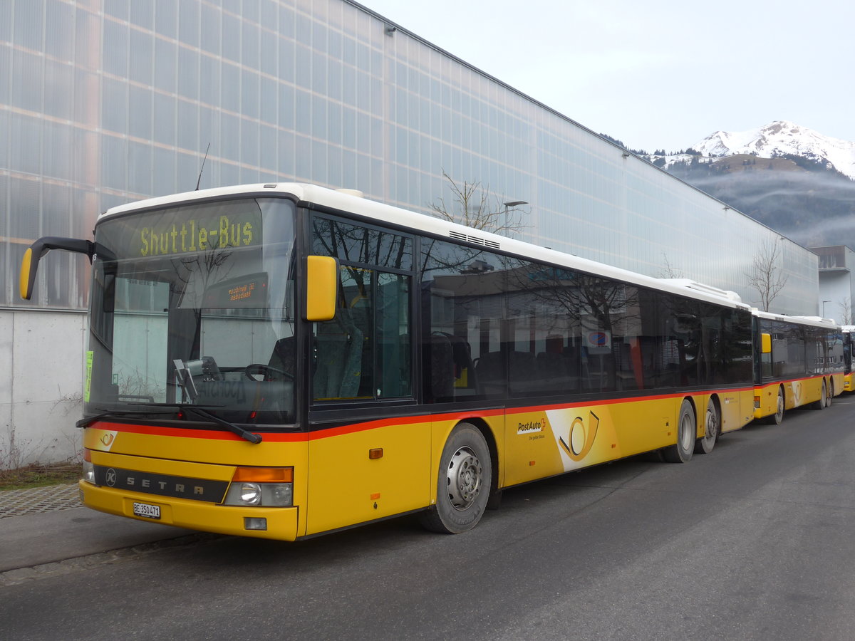 (187'714) - AVA Aarberg - Nr. 12/BE 350'471 - Setra (ex Nr. 11; ex Nr. 7) am 7. Januar 2018 beim Bahnhof Frutigen