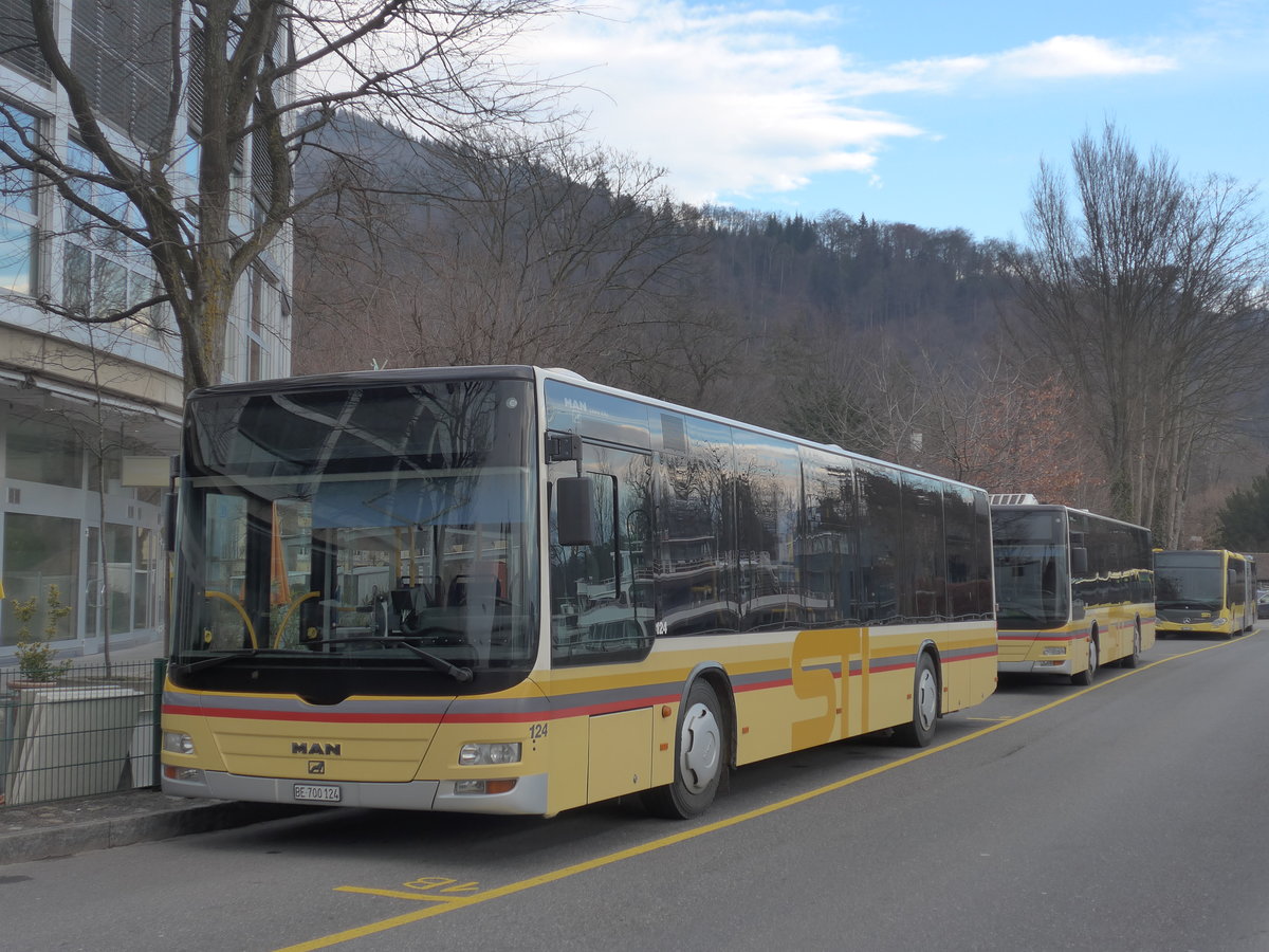 (187'885) - STI Thun - Nr. 124/BE 700'124 - MAN am 7. Januar 2018 bei der Schifflndte Thun