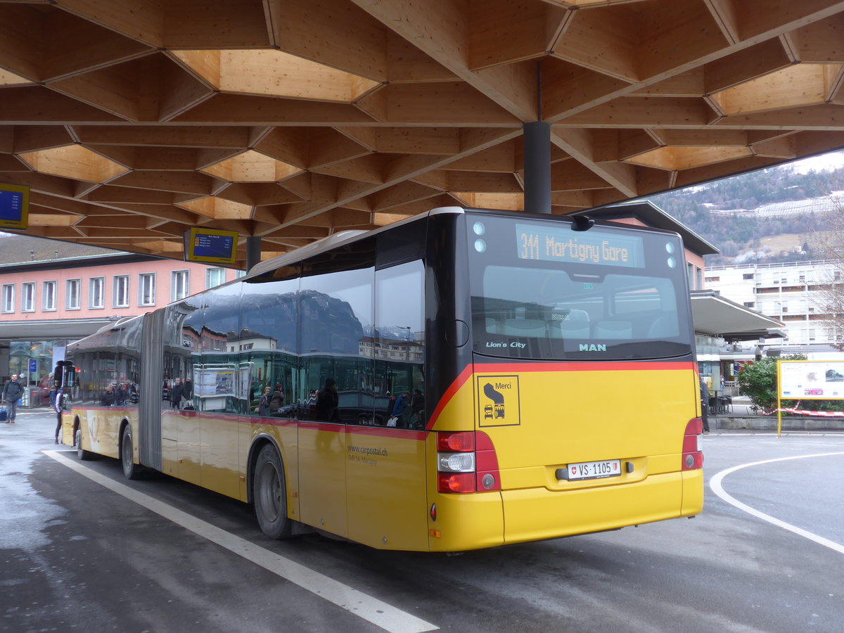 (188'031) - TMR Martigny - VS 1105 - MAN am 20. Januar 2018 beim Bahnhof Sion