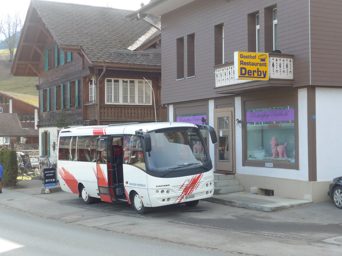 (188'079) - Stuker, Melchnau - BE 338'845 - Toyota/Caetano am 28. Januar 2018 in Zweisimmen, Restaurant Derby