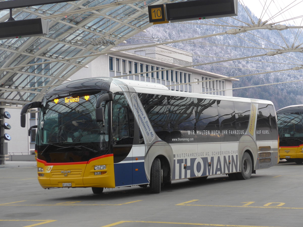 (188'169) - PostAuto Graubnden - GR 162'988 - MAN am 3. Februar 2018 in Chur, Postautostation